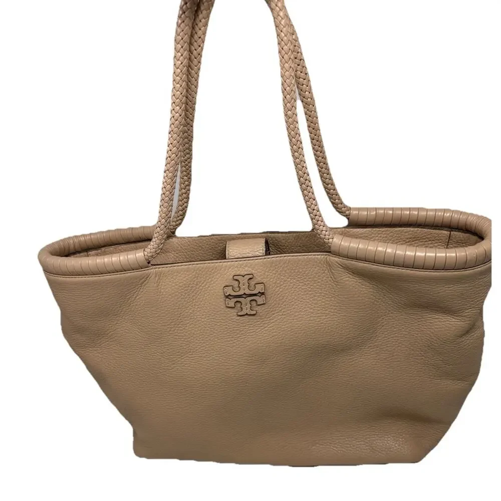 NEW TORY BURCH LEATHER TAYLOR TOTE DEVON SAND NEW WITH TAGS - Picture 1 of 11